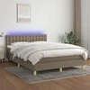 Lova su spyruoklėmis/čiužiniu/LED, taupe, 140x190 cm, audinys