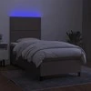 Lova su spyruoklėmis/čiužiniu/LED, taupe, 90x190 cm, audinys