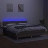 Lova su spyruoklėmis/čiužiniu/LED, taupe, 160x200 cm, audinys