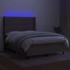 Lova su spyruoklėmis/čiužiniu/LED, taupe, 140x190 cm, audinys