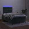 Lova su spyruoklėmis/čiužiniu/LED, žalia, 120x200cm, aksomas