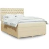 Lova su spyruoklėmis ir čiužiniu, kreminė, 160x200 cm, audinys