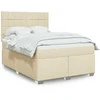Lova su spyruoklėmis ir čiužiniu, kreminė, 140x190 cm, audinys