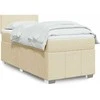 Lova su spyruoklėmis ir čiužiniu, kreminė, 80x200cm, audinys
