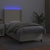 Lova su spyruoklėmis ir čiužiniu/LED, kreminė, 100x200 cm