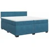 Lova su spyruoklėmis ir čiužiniu, mėlyna, 200x200cm, aksomas