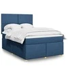 Lova su spyruoklėmis ir čiužiniu, mėlyna, 140x200 cm, audinys