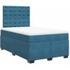 Lova su spyruoklėmis ir čiužiniu, mėlyna, 120x190cm, aksomas