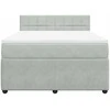 Lova su spyruoklėmis ir čiužiniu, pilka, 160x200 cm, aksomas
