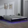 Lova Lovos rėmas su LED, juodos spalvos, 200x200cm, medienos masyvas
