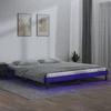 Lova Lovos rėmas su LED, pilkos spalvos, 140x190cm, medienos masyvas