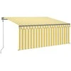 Markizė su uždanga/LED/vėjo jutikliu, geltona/balta, 3,5x2,5m