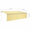 Markizė su uždanga/LED/vėjo jutikliu, geltona/balta, 5x3m