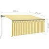 Markizė su uždanga/LED/vėjo jutikliu, geltona/balta, 3,5x2,5m