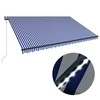 Markizė su vėjo jutikliu ir LED, mėlyna ir balta, 500x300cm