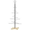 Metalinė Kalėdų eglutė su mediniu pagrindu, juoda, 120 cm