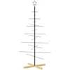 Metalinė Kalėdų eglutė su mediniu pagrindu, juoda, 150 cm