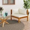 Modulinė kampinė sofa su kreminėmis pagalvėlėmis, akacija