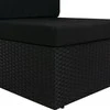 Modulinė kampinė sofa su porankiu, juoda, poliratanas