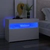 Naktinė spintelė su LED, baltos spalvos, 60x35x40cm, mediena