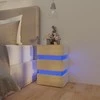 Naktinė spintelė su LED, balta ir ąžuolo, 45x35x67cm, mediena