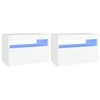 Naktinės spintelės su LED, 2vnt., baltos, 60x35x40cm, mediena
