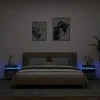 Naktinės spintelės su LED, 2vnt., pilkos ąžuolo, 40x39x48,5cm