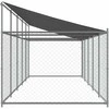 Narvas šunims su stogu ir durimis, pilkas, 10x2x2m, plienas
