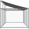 Narvas šunims su stogu ir durimis, pilkas, 6x2x2m, plienas