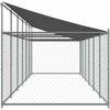 Narvas šunims su stogu ir durimis, pilkas, 12x2x2m, plienas