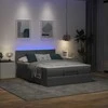 Osmanų lova su čiužiniu ir LED, pilkas, 140x200cm, audinys