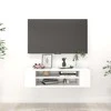TV staliukas Pakabinama TV spintelė, balta, 100x30x26,5cm, mediena