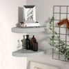Pakabinamos kampinės lentynos, 2vnt., pilkos, 25x25x3,8cm, MDF