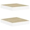 Pakabinamos lentynos, 2vnt., ąžuolo/baltos, 23x23,5x3,8cm, MDF
