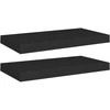 Pakabinamos sieninės lentynos, 2vnt., juodos, 50x23x3,8cm, MDF