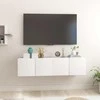 TV staliukas Pakabinamos televizoriaus spintelės, 2vnt., baltos, 60x30x30cm