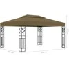 Pavėsinė su dvigubu stogu ir lemputėmis LED, taupe, 3x4m