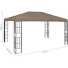 Pavėsinė su lempučių girliandomis LED, taupe, 4x3m