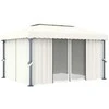 Pavėsinė su lemputėmis ir užuolaidomis LED, kreminė balta, 4x3m