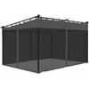 Pavėsinė su tinklinėmis sienelėmis, antracito, 4x3m, plienas