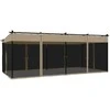 Pavėsinė su tinklinėmis sienelėmis, taupe, 6x3m, plienas