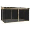 Pavėsinė su tinklinėmis sienelėmis, taupe, 4x3m, plienas