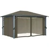 Pavėsinė su užuolaidomis ir lemputėmis LED, taupe, 400x300cm