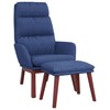 Fotelis Poilsio kėdė su taburete, mėlynos spalvos, audinys