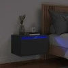 Prie sienos montuojama naktinė spintelė su LED, juoda