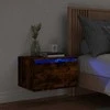 Prie sienos montuojama naktinė spintelė su LED, dūminio ąžuolo