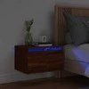 Prie sienos montuojama naktinė spintelė su LED, ruda ąžuolo