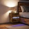 Prie sienos montuojama naktinė spintelė su LED, dūminio ąžuolo