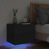 Prie sienos montuojama naktinė spintelė su LED, juoda