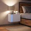 Prie sienos montuojama naktinė spintelė su LED, balta